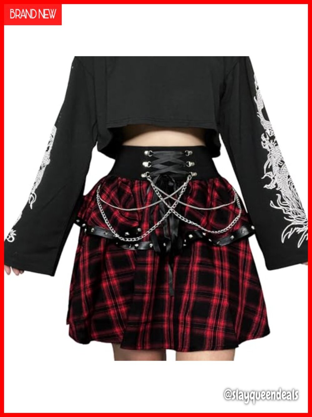 Womens Gothic Pleated Mini Skirt High Waisted Double Layer A-Line Polyester